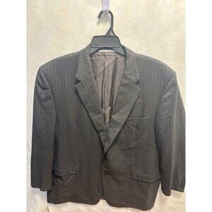 Mens Gray Pinstripe Suit Jacket Two-Button Classic Fit Formal Wear